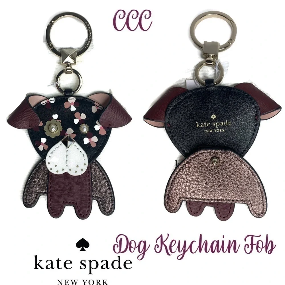 Kate Spade Movable Origami Dog Keychain Fob NWT